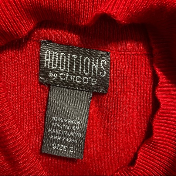 Additions By Chicos Red Mock Neck Sleeveless Sweater - Picture 4 of 4